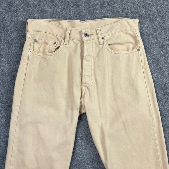 Vintage Levis 501XX Jeans Men 32 Light Beige Straight Overlock Stitch Button Fly - Picture 3 of 16